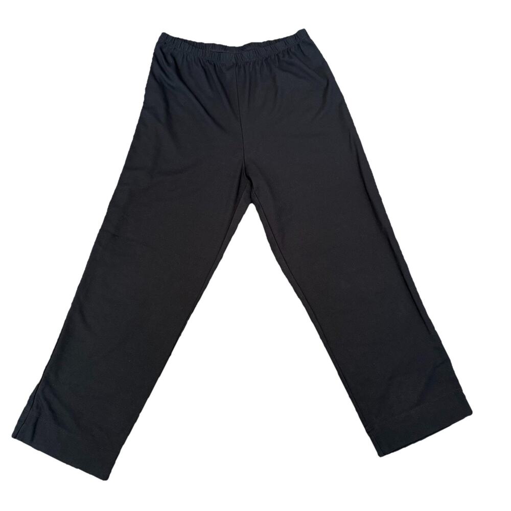BRYN WALKER Pants L Black Straight Leg Pull On High Rise Elastic Waist Lagenlook